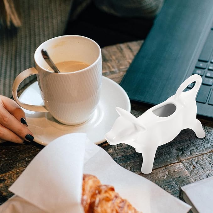 DOITOOL Cow Creamer Pitcher 1.35Oz Ceramic Milk Bottle Latte Art Cup for Coffee Sauce and Gravy Serving Cute Porcelain Milk Dispenser for Home and Cafe