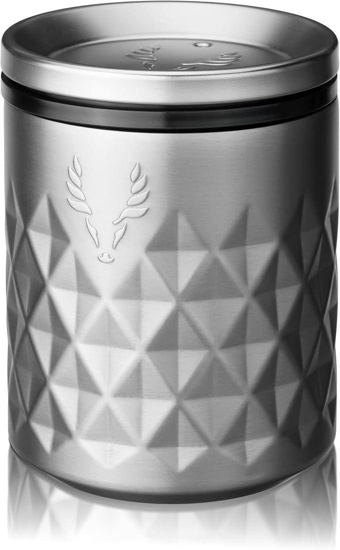 Viski Paragon Stainless Steel Rocks Tumbler Cup with Lid, Insulated Ceramic Lined Metal Whiskey Glass for Patio, Outdoor BBQ Party, Gifts for Drink Lovers, 12 oz, Set of 1, Platinum