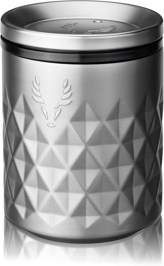 Viski Paragon Stainless Steel Rocks Tumbler Cup with Lid, Insulated Ceramic Lined Metal Whiskey Glass for Patio, Outdoor BBQ Party, Gifts for Drink Lovers, 12 oz, Set of 1, Platinum