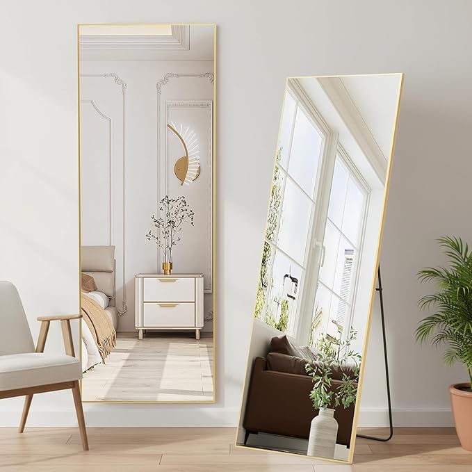 NEWBULIG Full Length Mirror, Upgraded Body Wall Mirrors with Shatter-Proof Glass, Floor Standing Mirror, Home Wall Decor