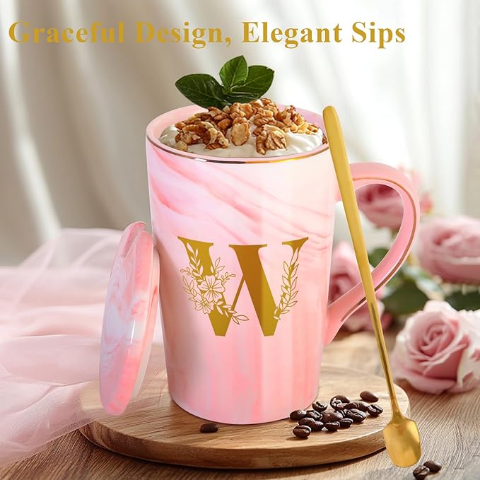 MNZZ Personalized Ceramic Coffee Mug with Lid Tea Cup Women Men Teacher Christmas Gifts Music Dance Science Daycare Special Education Need English History Sunday School Spanish Autism Reading Gym,W