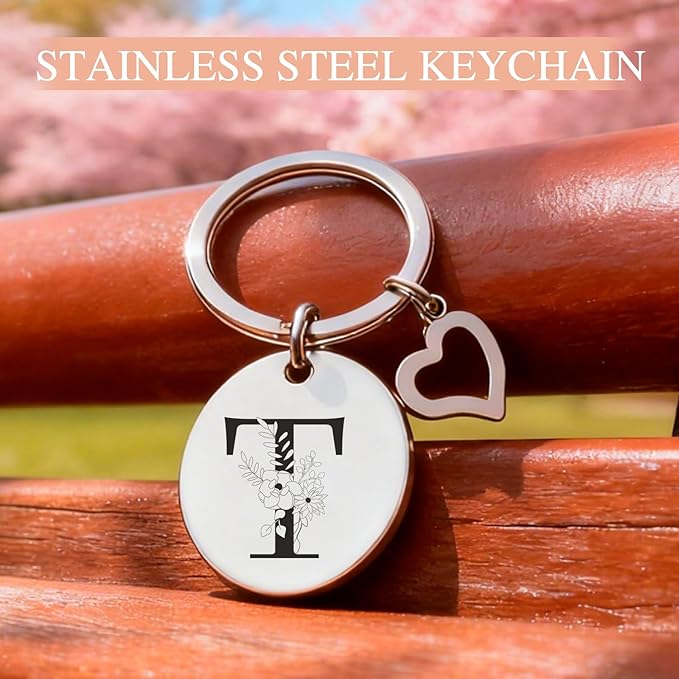 Monogrammed Christmas Gifts for Women, 11 oz Initial Ceramic Coffee Tea Mug with Necklace, Unique Birthday Gift for Her Wife Teacher Friend Mom, T