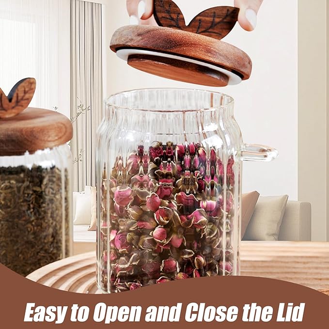 Sugar Bowl with Lid and Spoon, 20 oz Airtight Glass Canister for Brown Sugar, Coffee Bar Container | Spice, Peper, Cereal, Tea, Spice Storage Jar | Modern Decorative Dispenser with Spoon (One)