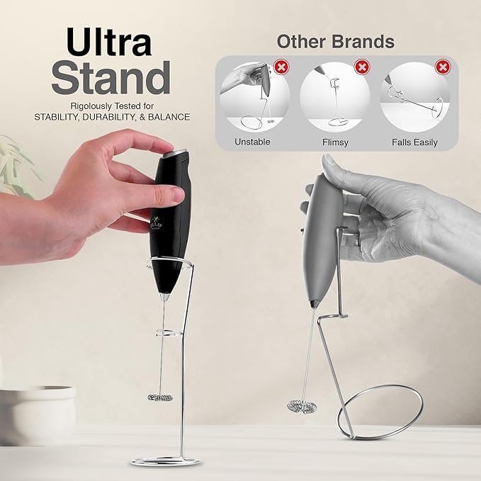 Zulay Kitchen Original Frother Stand - Sturdy, Stainless Steel Stand Holds Multiple Types of Coffee Frothers - Heavy Duty Stand Ideal For Handheld Frothers - Silver