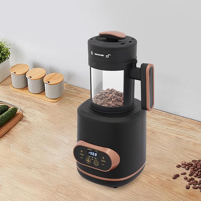 Coffee Bean Roaster Machine, 1500W Electric Coffee Roaster Machine with LED Display and Intelligent Control, 0.22 lbs Capacity Coffee Bean Roasting Tools for Home, Office, Restaurant