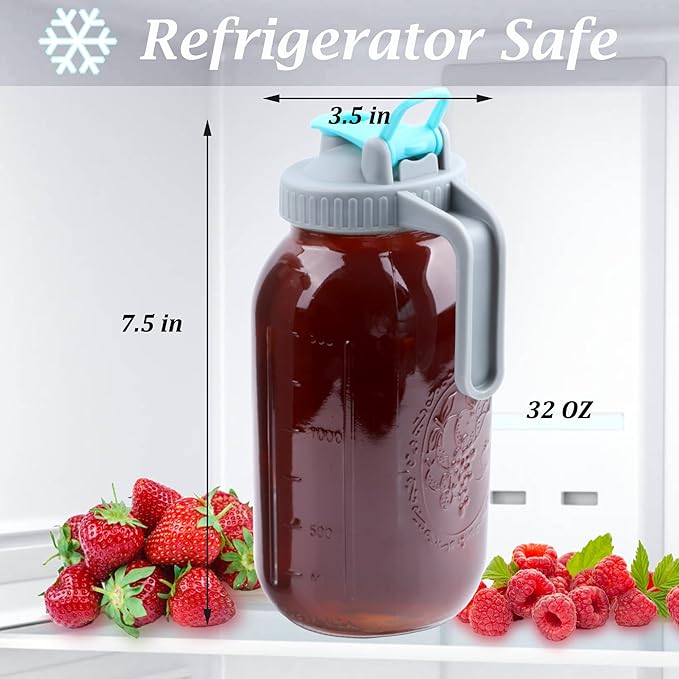 GMSWEET Mason Jar Cold Brew Coffee Maker 32 OZ Wide Mouth Cold Brew Pitcher With Brewer Filter For Coffee, Iced Tea, Sun Tea, Lemonade