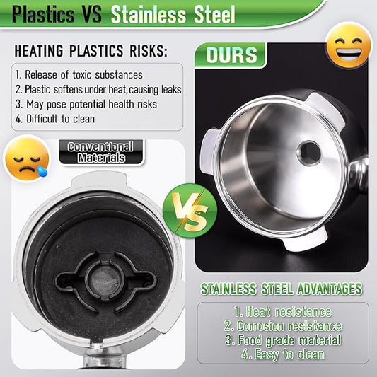 51mm 3 Ear Portafilter for DeLonghi EC680/EC685 - Stainless Steel Dual Spout Handle with Precision Basket,Siam Rosewood Grip