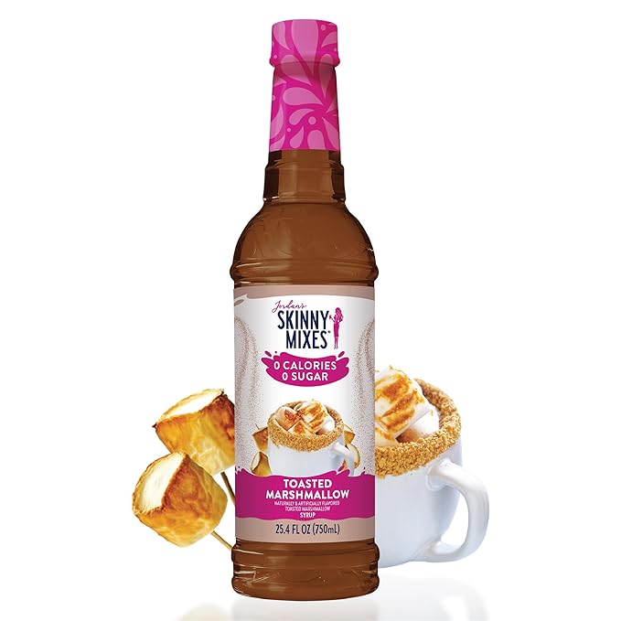 Jordan's Skinny Mixes Sugar Free Coffee Syrup, Toasted Marshmallow Coffee Flavoring Syrup, Zero Calorie Drink Mix, Lattes, Baking, Protein Shake or Cocktail, Dairy & Gluten Free, Kosher, 25.4 Fl Oz