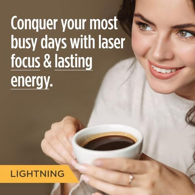 VitaCup Lightning Coffee Pods, for Focus w/ 2X Caffeine, Green Coffee Bean, B Vit, D3, Strong Dark Roast Arabica Beans, Single Serve Pod Compatible with Keurig K-Cup Brewers, 64 Ct (4 Pack of 16 ct)