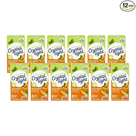 Crystal Light On The Go Peach Mango Green Tea Drink Mix, 10-Packet Box (Pack of 12)