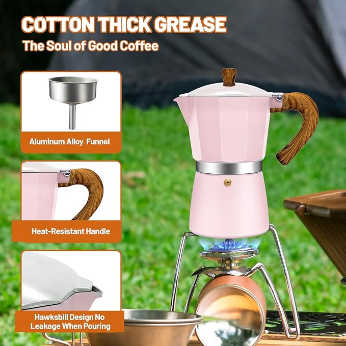 DITOSH 6 Cup Aluminum Espresso Stovetop Moka Pot Express Coffee Maker Percolator Italian Classic Mocha Coffee Machine for Italian and Cuban Cafe Brewing for Home & Camping 300ml 10oz