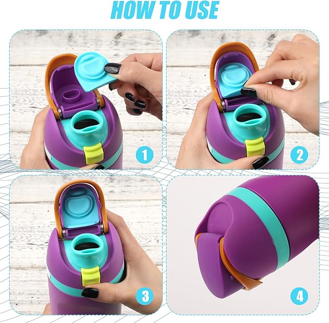 2pcs Water Bottle Top Lid Compatible with Owala FreeSip 24oz 32oz, Sealing Parts Replacement Stopper Silicone Plug Accessories for Owala Free Sip 19/24/32/40oz Seal Gasket Bottle Cap Mouth (Cyan)