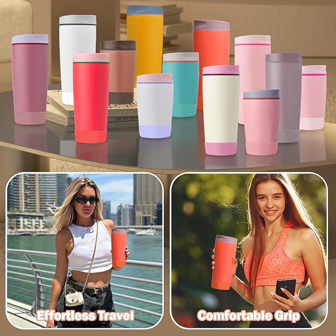2pcs Silicone Boot for Owala SmoothSip Slider Coffee Tumbler 20oz 12oz, Anti-Slip Sleeve for Travel Coffee Mug, Protective Accessories for Owala BPA Free (Terracotta Sunset)