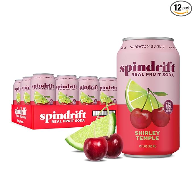 Spindrift "Shirley Temple" Cherry Citrus Soda Made with Real Squeezed Fruit 12 Pack Case