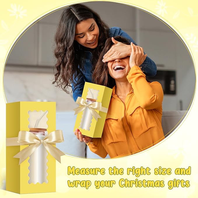 Windyun 100 Pcs Tumbler Gift Boxes for Sublimation Glass Exhibition Boxes Transparent for 12oz 16oz 20oz Shipping Cup Exhibition Packaging for Jars Mug Can Party Supplies(Yellow)