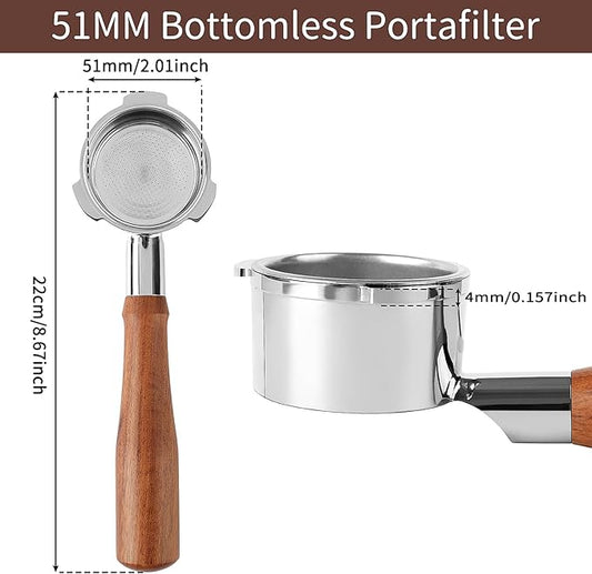 51mm Bottomless Portafilter for CM5418, 3 Ears Portafilter with 51mm Puck Screen Compatible for CASABREWS Espresso Machine CM5418, 3700Essential and 5418Pro, Stainless Steel Filter Holder and Filter