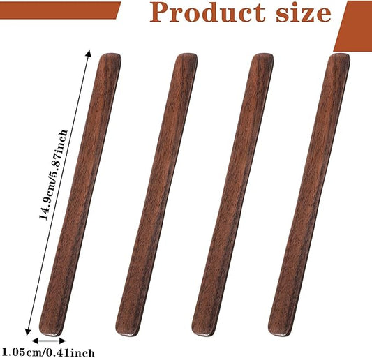 4Pcs Black Walnut Wood Coffee Stirrers, 6″ Flat-head Coffee Stir Sticks, Individually Wrapped Wooden Stir Sticks, Eco-Friendly Wood Stick for Drinks, Tea, Great for peanut butter etc.