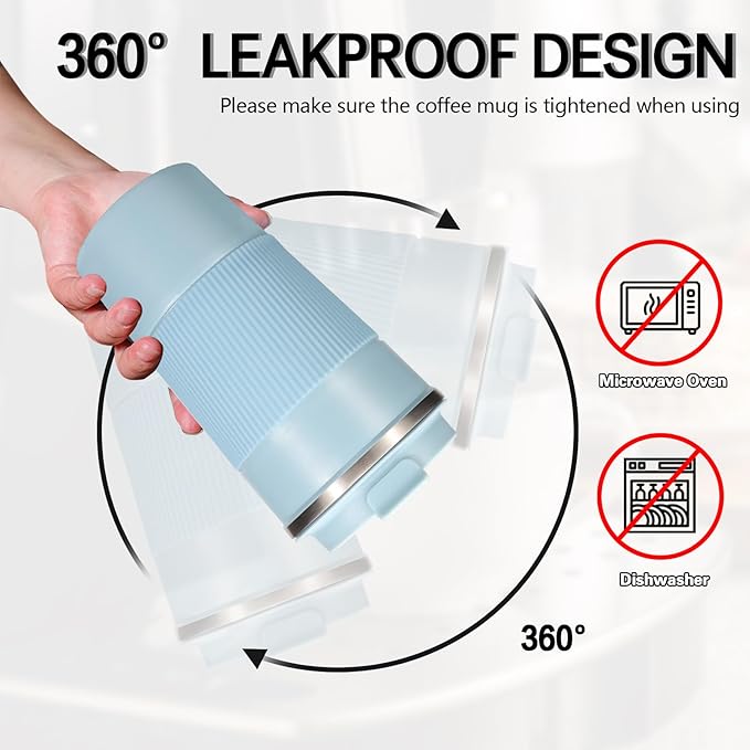 18oz Insulated Coffee Mugs with Ceramic Coating, Coffee Mug with Lid, Insulated Tumblers, Travel Coffee Mug Fits in Car Cup Holder