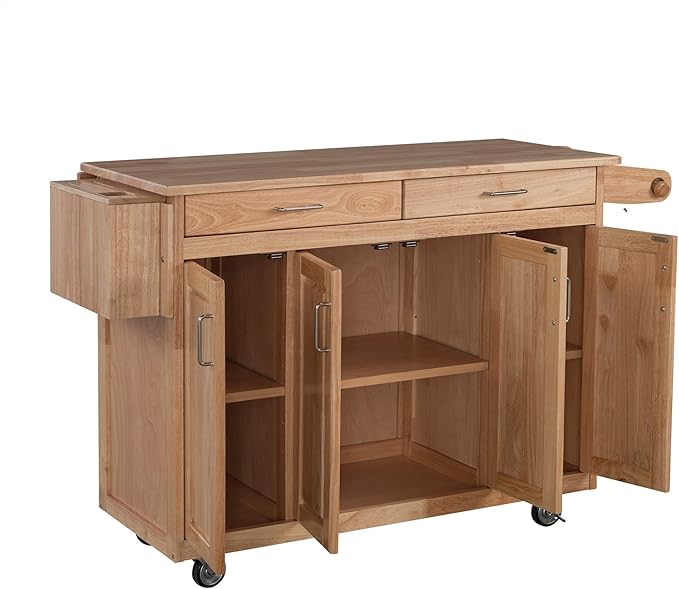 Homestyles General Line Natural Mobile Kitchen Cart, 54"W