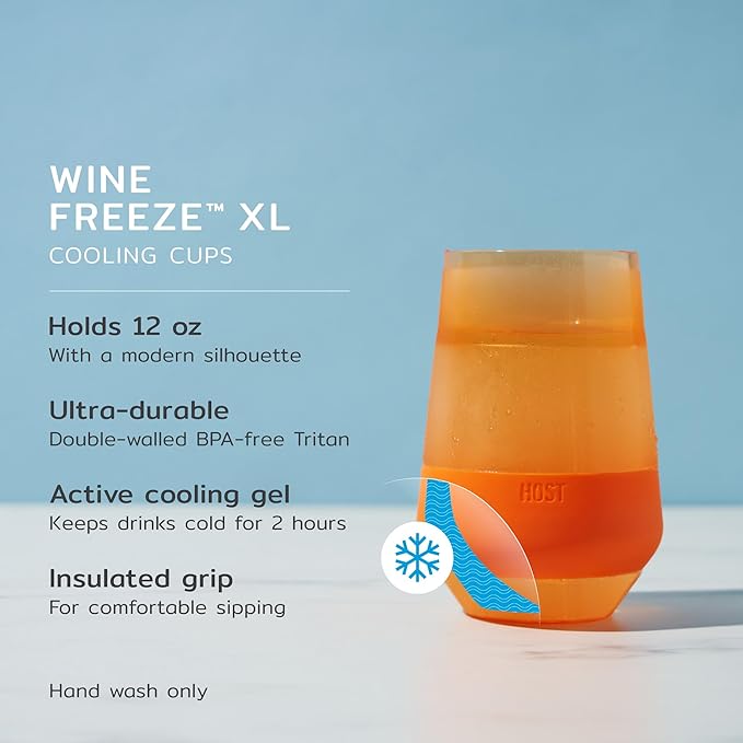 Host Freeze XL Cooling Cup in Double Walled Insulated Freezable Drink Chilling Tumbler with Freezing Gel, 12 Ounces - Set of 4 Vivid Tinted
