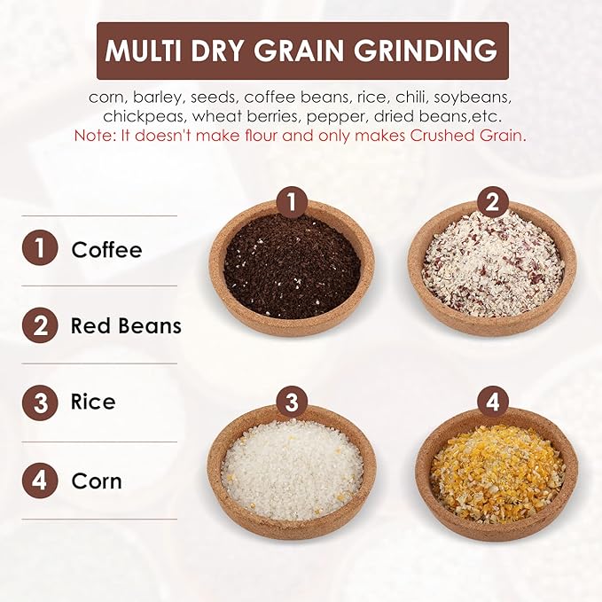Moongiantgo Corn Grinder Cast Iron, Hand Crank Grain Mill with Large Hopper & Table Clamp, for Manual Crushing Barley Wheat Berries Coffee Chickpeas Seeds Pepper Dried Beans Animals Feed Home Brewing