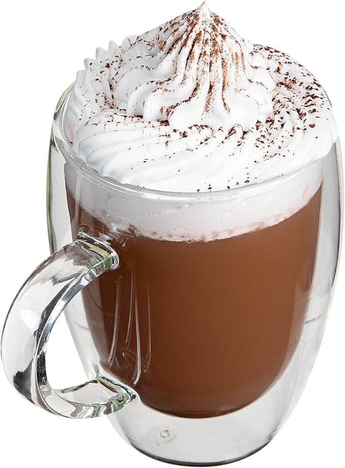 Restaurantware Glass Espresso Cups 12 Count 12 Ounces Borosilicate Double Wall Glass Coffee Mugs Insulated Clear Tea Drinkware for Hot or Cold Beverages