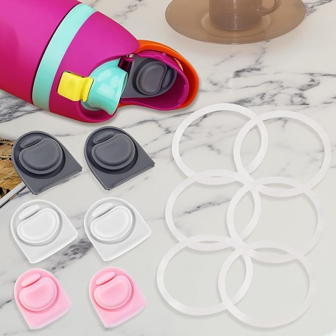 6 Sets Replacement Stopper and O Ring Gasket Compatible with Owala FreeSip 24oz 32oz,Water Bottle Lid Insert Cap Silicone Seal Parts for Owala 16/19/24/32/40oz Mouthpiece Accessories Z6S2