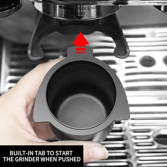54mm Espresso Dosing Cup for Portafilter, Matte Black Grounds Cup with Grinder-Activating Ring, Easy Transfer & Less Mess, Compatible with 54mm Breville Portafilters