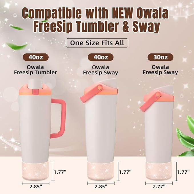 2PCS Silicone Boot Compatible with Owala 30oz & 40oz FreeSip Sway Bottles & Tumblers, Protective Anti-Slip Bottom Cover Sleeve for Freesip Sway Tumbler