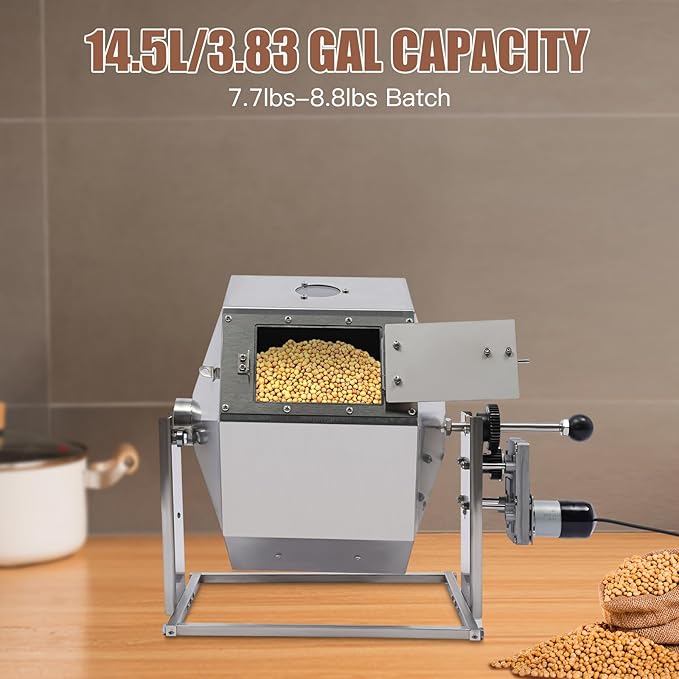 14.5L Commercial Coffee Bean Roaster Stainless Steel Coffee Bean Baking Machine Automatic Rotary Gas Burner Drum Roaster Machine