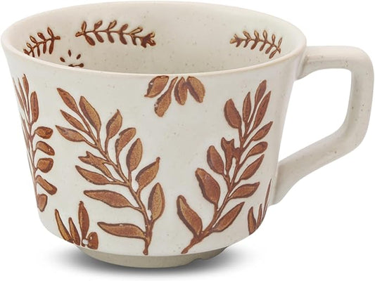 LINVIA Ceramic Coffee Mug, 12 oz Novelty Unique Teacup with Handle, Stoneware Cup for Tea Mocha Latte Cappuccino Espresso (Ivy)