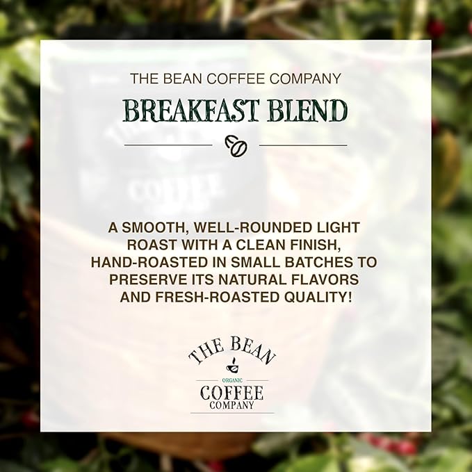 The Bean Organic Coffee Company Breakfast Blend, Medium Dark Roast, Ground Coffee, 5-Pound Bag,Café molido tostado organico