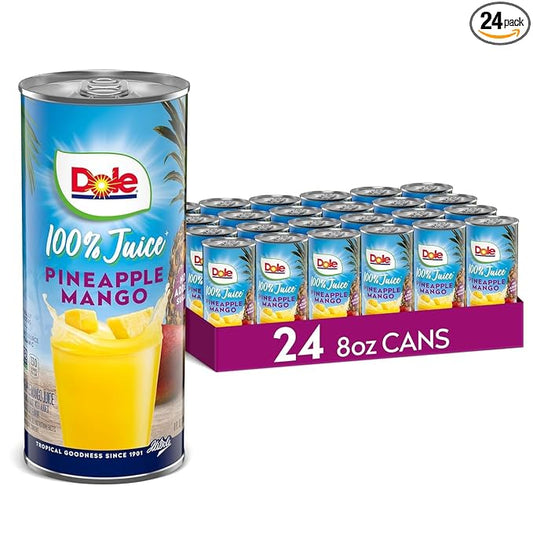 Dole 100% Pineapple Mango Juice, No Added Sugar, Excellent Source of Vitamin C, 100% Fruit Juice, Packaging May Vary, 8.0 Fl Oz (Pack of 24)