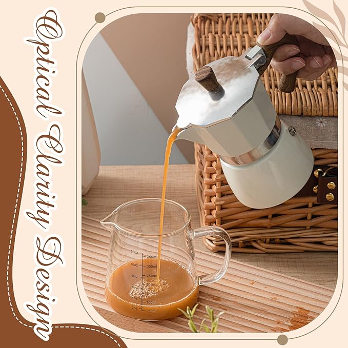 Honeydak 1 Pack 12oz Coffee Measuring Glass Cups Espresso Pitcher Heat Resistant Glass Coffee Measuring Cup Milk Frothing Pitcher Espresso Shot Glasses, Creamer Container, Microwave Dishwasher Safe