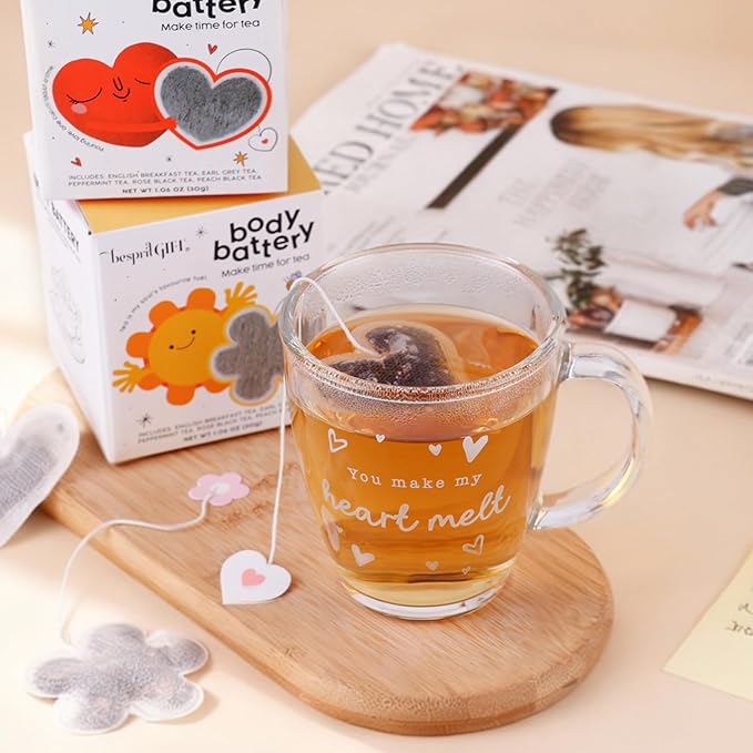 Heart Shaped Tea Bag - 20 Count, 5 Unique Flavors Novelty Tea Sampler Cute Heart-Shaped Novelty Tea Bags Variety Pack,Tea Bags for Daily Sips & Gifting