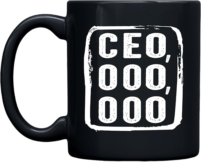 THE CEO Stylish Coffee Mug for Coffee Lovers - Premium Boss Mug with Gloss Finish - Premium Ceramic, Microwave Safe, 11oz Gift Mugs - CEO,000,000 (Black)