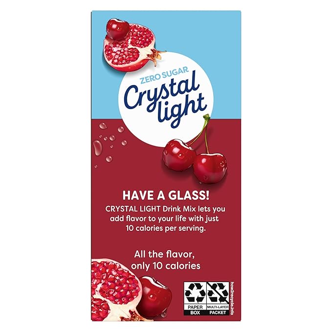 Crystal Light Drink Mix, 120 Packets, for Convenient On-the-Go Flavorful Hydration, Naturally Flavored Cherry Pomegranate with other natural flavor, Zero Sugar, 0.11 oz each