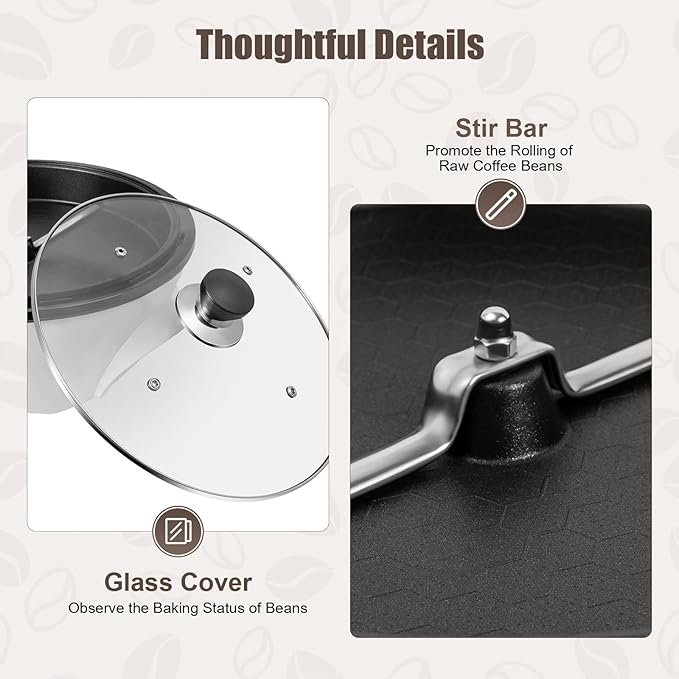 AGULIUM 800W Coffee Roaster Machine, 500g/1.1lb Electric Coffee Bean Roaster, 32-464℉ Temp Adjustable, Household Raw Coffee Beans Baking Machine for Peanuts Soybeans Nuts for Home Cafe, 110V