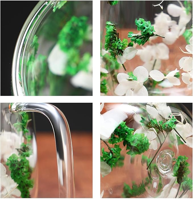 Dried Flowers Insulated Glass Double Wall Coffee Mug With Handle 250ml/390ml Transparent Double Glases Flower Tea Cup Latte Coffee Cup Borosilicate Glass Tea Mug