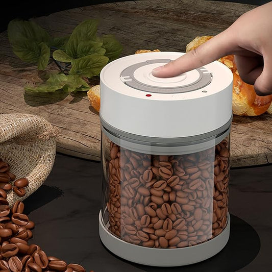 Electric Vacuum Canister, Vacuum Glass Storage Container Bean Nuts Storage Organizer for Coffee Tea Food Preservation (950ml)