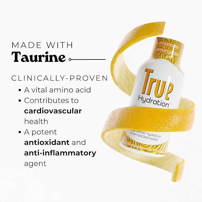 True Hydration Electrolyte Shots, 12-Pack – Supports Sleep Quality, Daily Wellness & Muscle Cramps – Magnesium, Potassium & Taurine – Zero Sugar, Zero Sodium – Lemonade