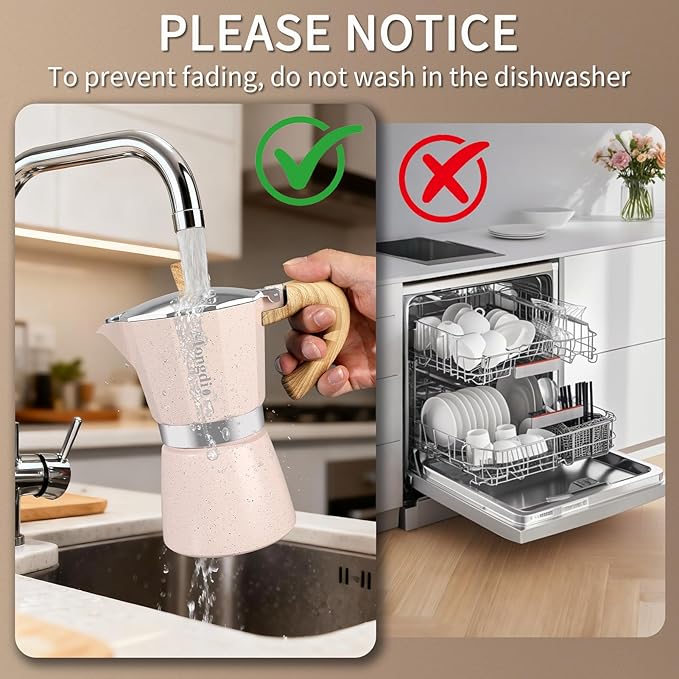 Mongdio Stovetop Espresso Maker Moka Pot, Cuban Coffee Maker Stove top coffee maker Moka Italian Espresso Greca Coffee Maker Brewer Percolator, 12 Espresso Cups, 20 oz - Pink