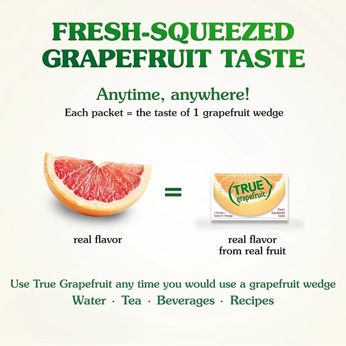 True Grapefruit 32ct (Pack of 1) - Water Enhancer - Bulk Dispenser - 0 Calorie Drink Mix Packets For Water - Sugar Free Grapefruit Flavoring Powder Packets