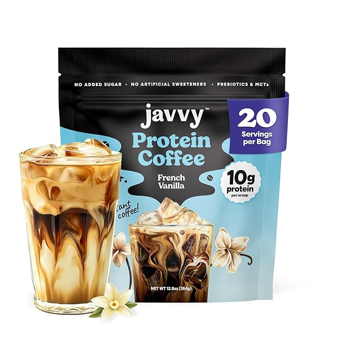 French Vanilla Protein Iced Coffee - Premium Whey Protein & Instant Iced Coffees - 100% Natural Cold Brew - Zero Artificial Flavors & Sweeteners, 80 mg Caffeine, No Added Sugar, 20 Servings