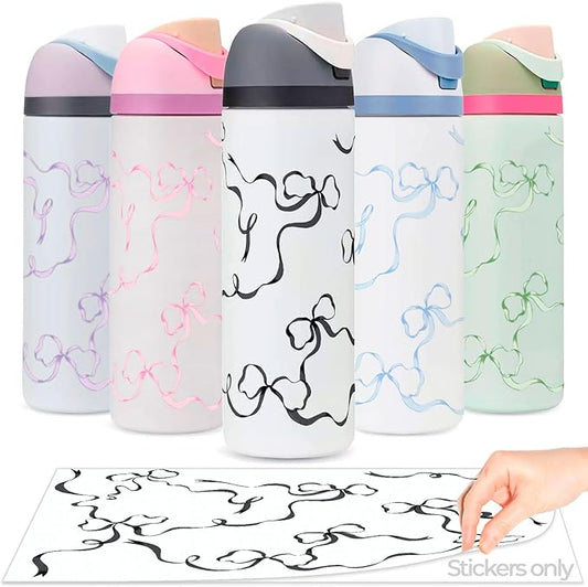 Bows Stickers for Custom Owala Accessories - Cute Tumbler Decals, Fits 24oz Urban Outfitters Owala Bottles (Ocean Breeze Bow, Black)