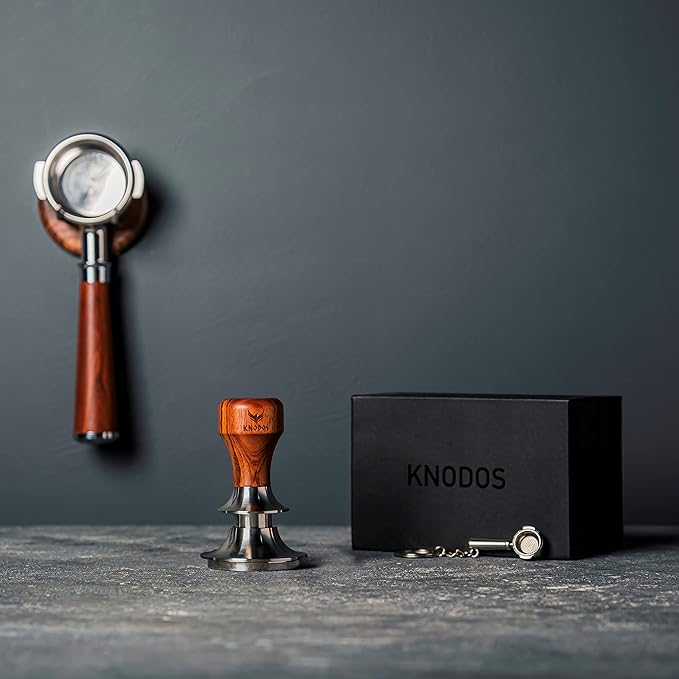 KNODOS 54mm Breville Espresso Accessories Kit – Naked Portafilter, Calibrated Self Leveling Tamper, Distributor Tool, Tamping Station, Dosing Cup and RDT Sprayer Set