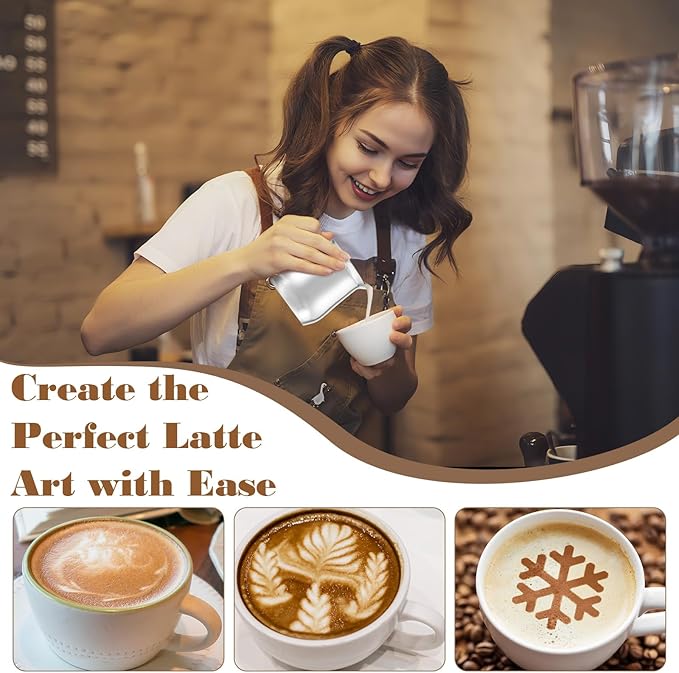 Honeydak 4 Pcs 2, 3, 5, 8 OZ Stainless Steel Bell Creamers Pitcher Mini Cup Container Espresso Shot Frothing for Serving Milk Coffee Cream for Restaurant Cafes Home