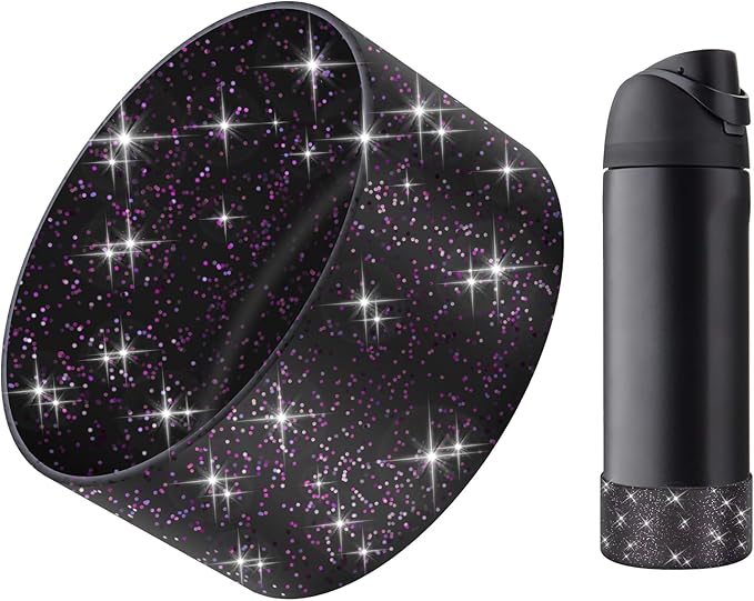 Protective Glitter Silicone Boot Compatible with Owala 24oz 32oz 40oz, Bling Cup Sleeve Bottom Bumper Cover Compatible with Owala FreeSip, Twist, or Flip Stainless Steel Water Bottles