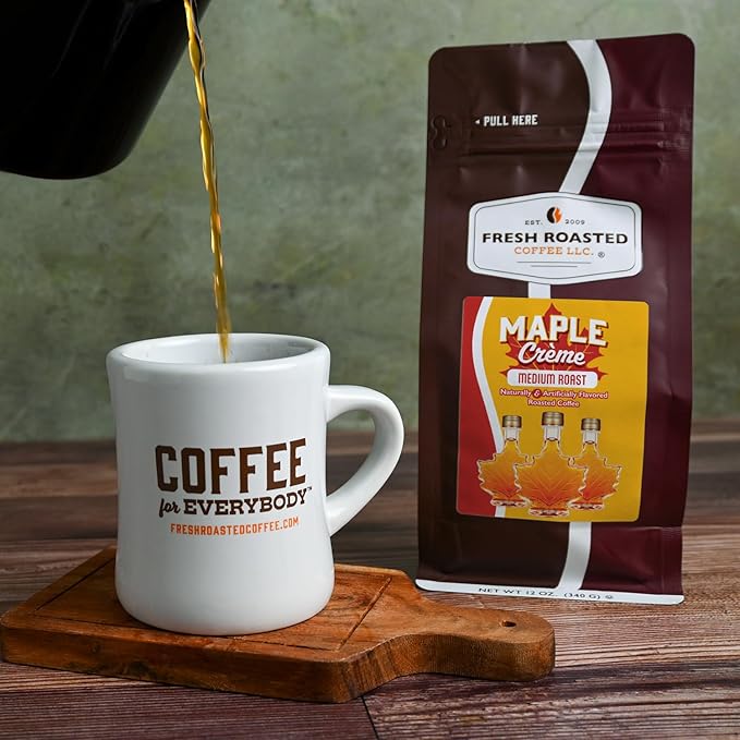 Fresh Roasted Coffee, Maple Crème Flavored Coffee, 12 oz, Medium Roast, Kosher, Ground