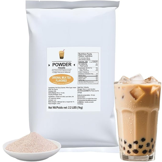 Soeos Milk Tea Flavored Powder (3-in-1), 2.2 lbs (1kg) – Instant Bubble Tea Mix with Creamer & Sugar, Easy to Prepare, Perfect for Boba Drinks & Desserts